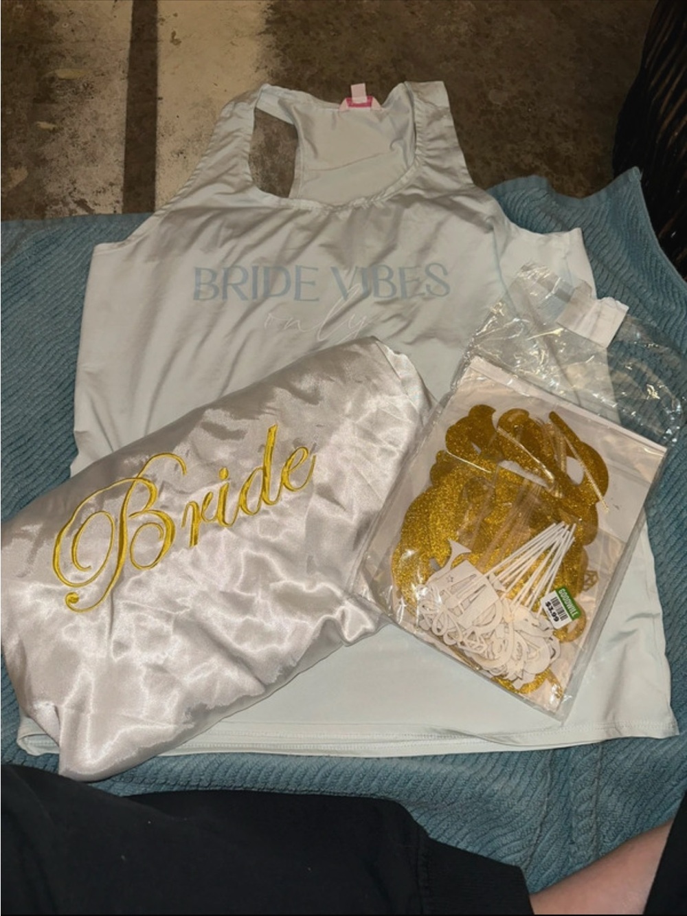 Bride Bundle Bride Vibes Tank Top, Bridal Robe and new decoration pack
